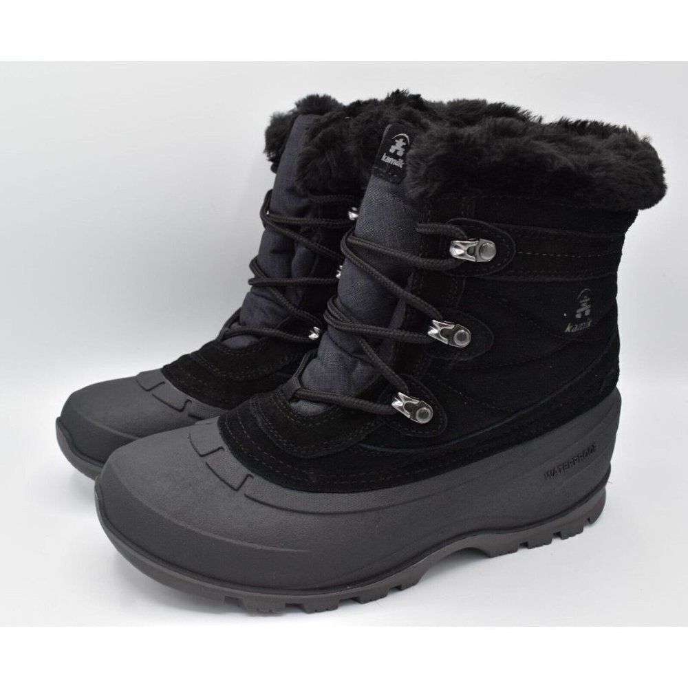 Kamik Womens Size 8 Snowbound Black Waterproof Insulated Suede Winter Pac Boots